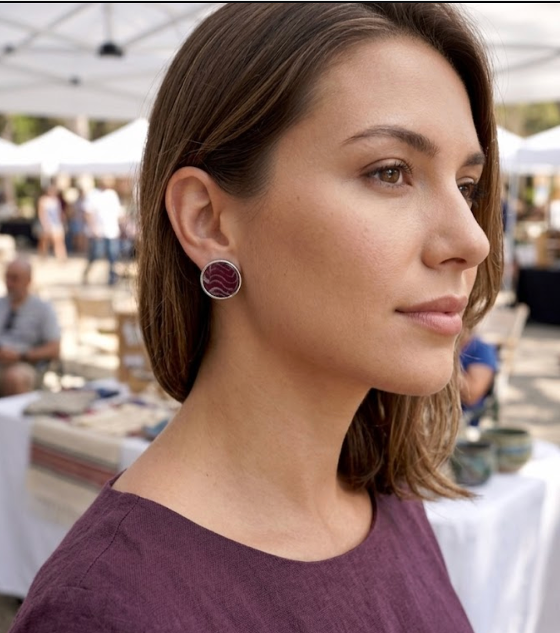 Crimson Swirl Stud Earrings