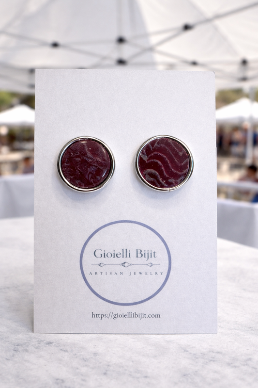 Crimson Swirl Stud Earrings