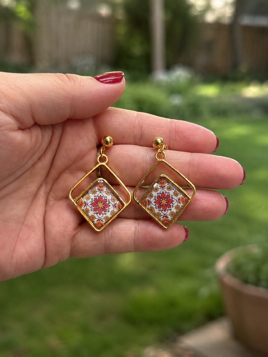 Valencia Mosaic Diamond Drop Earrings