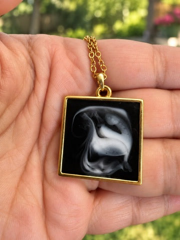 Ethereal Smoke Resin Pendant Necklace