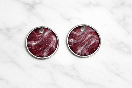 Crimson Swirl Stud Earrings