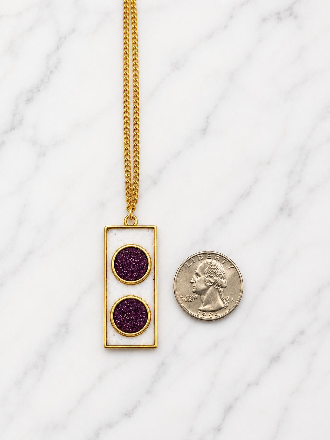 Geometric Shimmer Double Dot Necklace