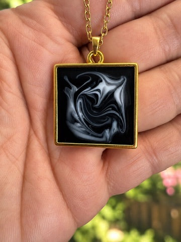 Ethereal Smoke Resin Pendant Necklace