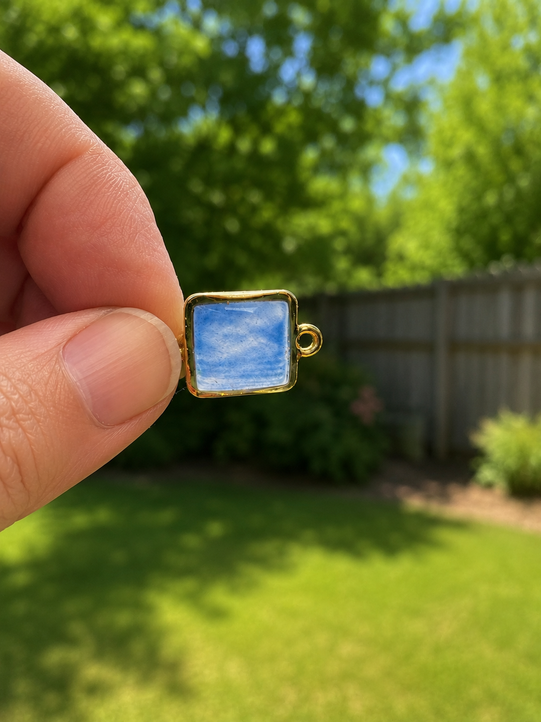 YA Square Navy Pendant Necklace