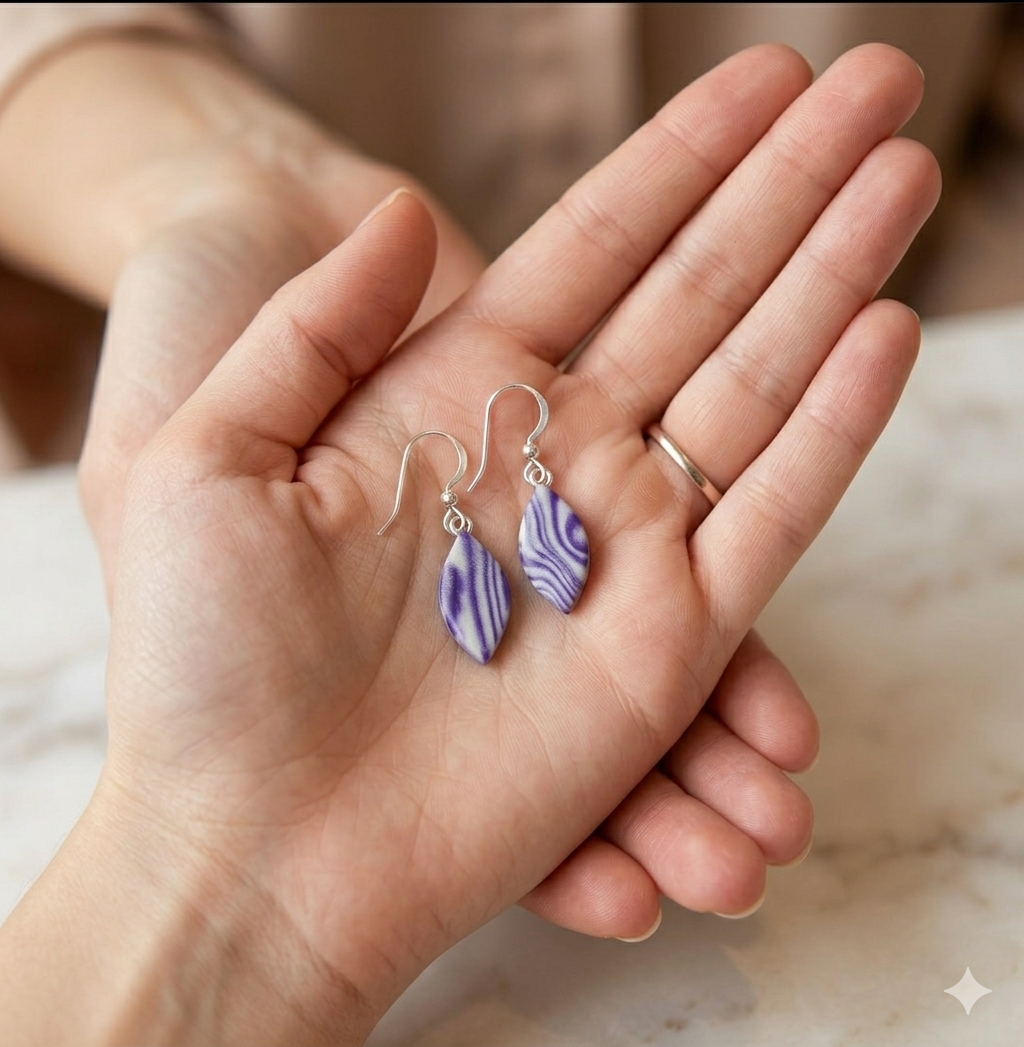 Purple Swirl Dangle Earrings