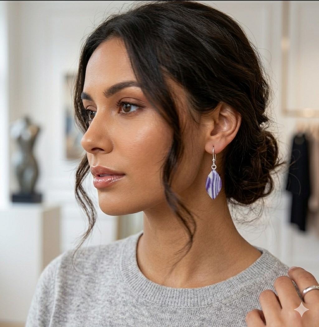 Purple Swirl Dangle Earrings