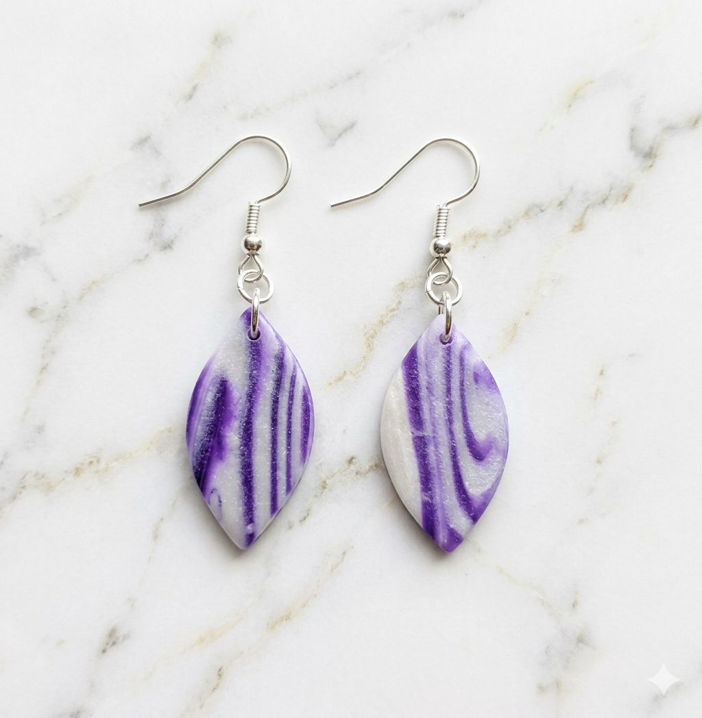 Purple Swirl Dangle Earrings