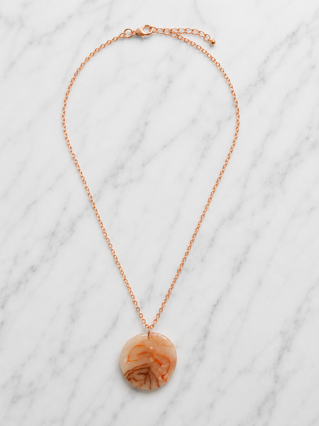 Handcrafted Rose Quartz Style Polymer Clay Necklace