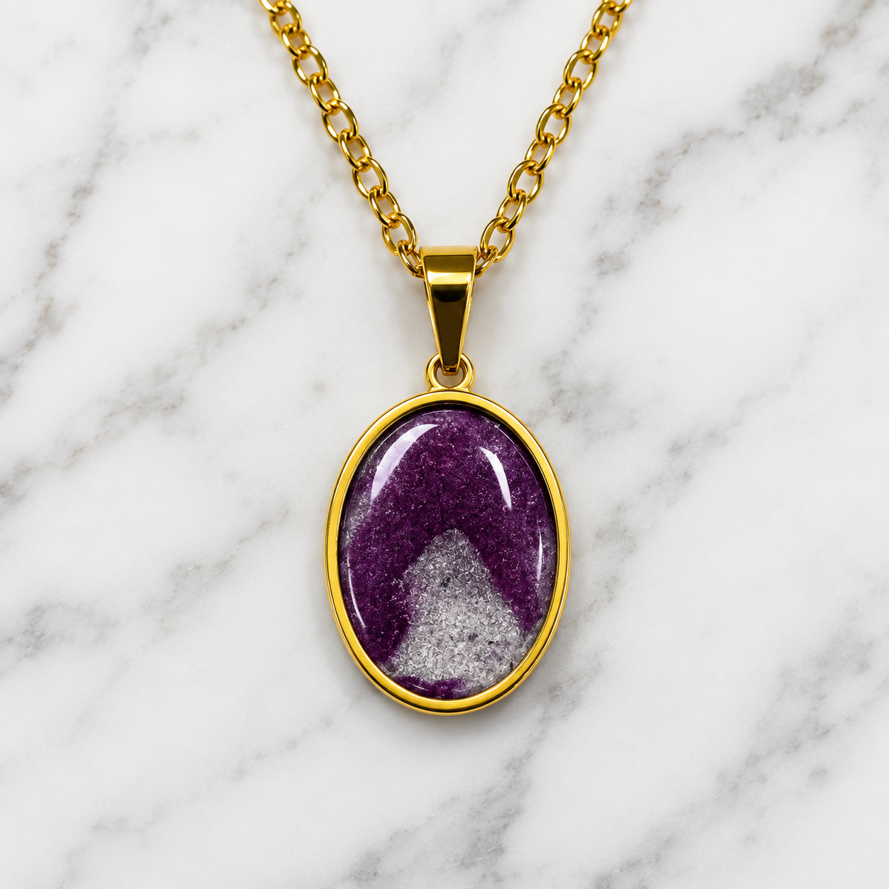 Purple and Pearl White Gold Necklace